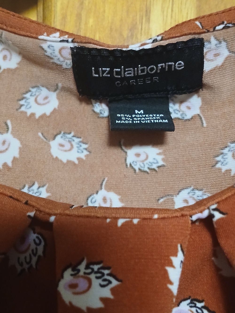 Liz Claiborne Rust Orange Floral Print Blouse